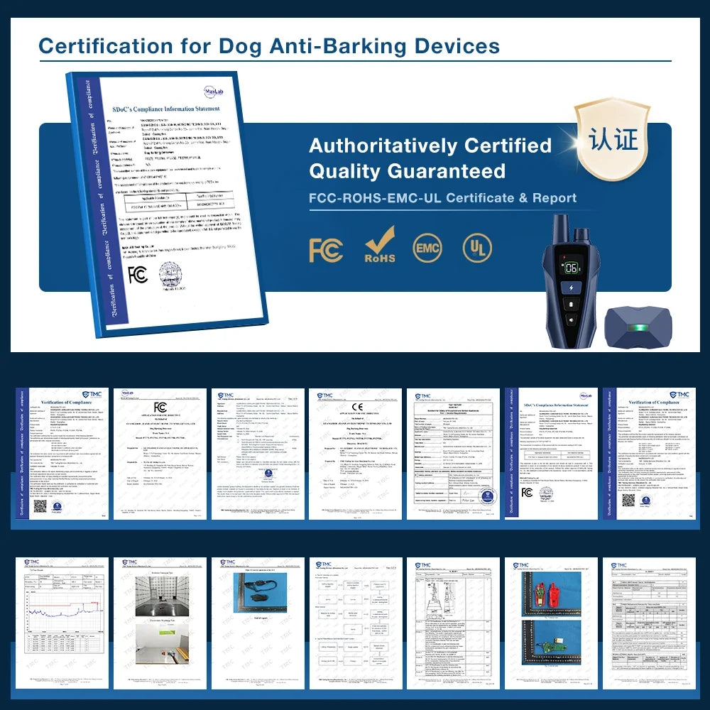 Dog Training Collar Anti Bark Dog Collar Waterproof Rechargeable Pet Remote Control Collar For Electric Shock Vibration Sound