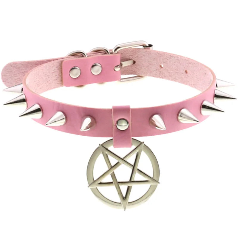 1pc Harajuku Gothic Spike Rivet Star Necklaces Collares Hip Hop Rock