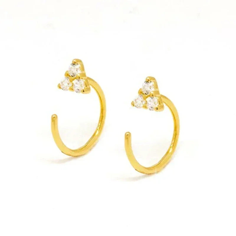Cartilage 925 Silver Earrings Fashion C-shaped Zircon ear studs European American Geometric Piercing Earrings For Women Jewelry
