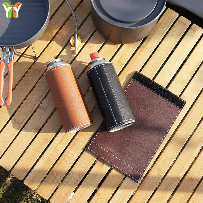 2 Outdoor Camping Camping Long Air Tank Protective Cover Insulated Cover Leather Stitched Portable Air Tank Cover
