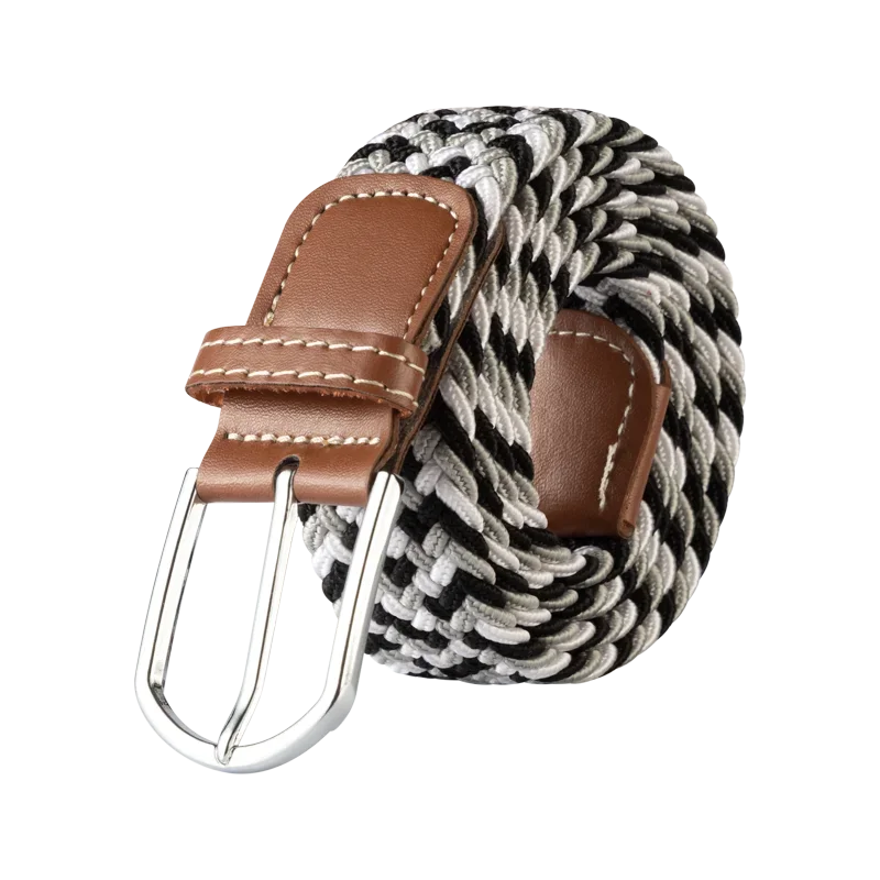 Black Female Casual Knitted Pin Buckle Men Belt Woven Canvas Elastic Expandable Braided Stretch Belts for Women Jeans Belts Belt