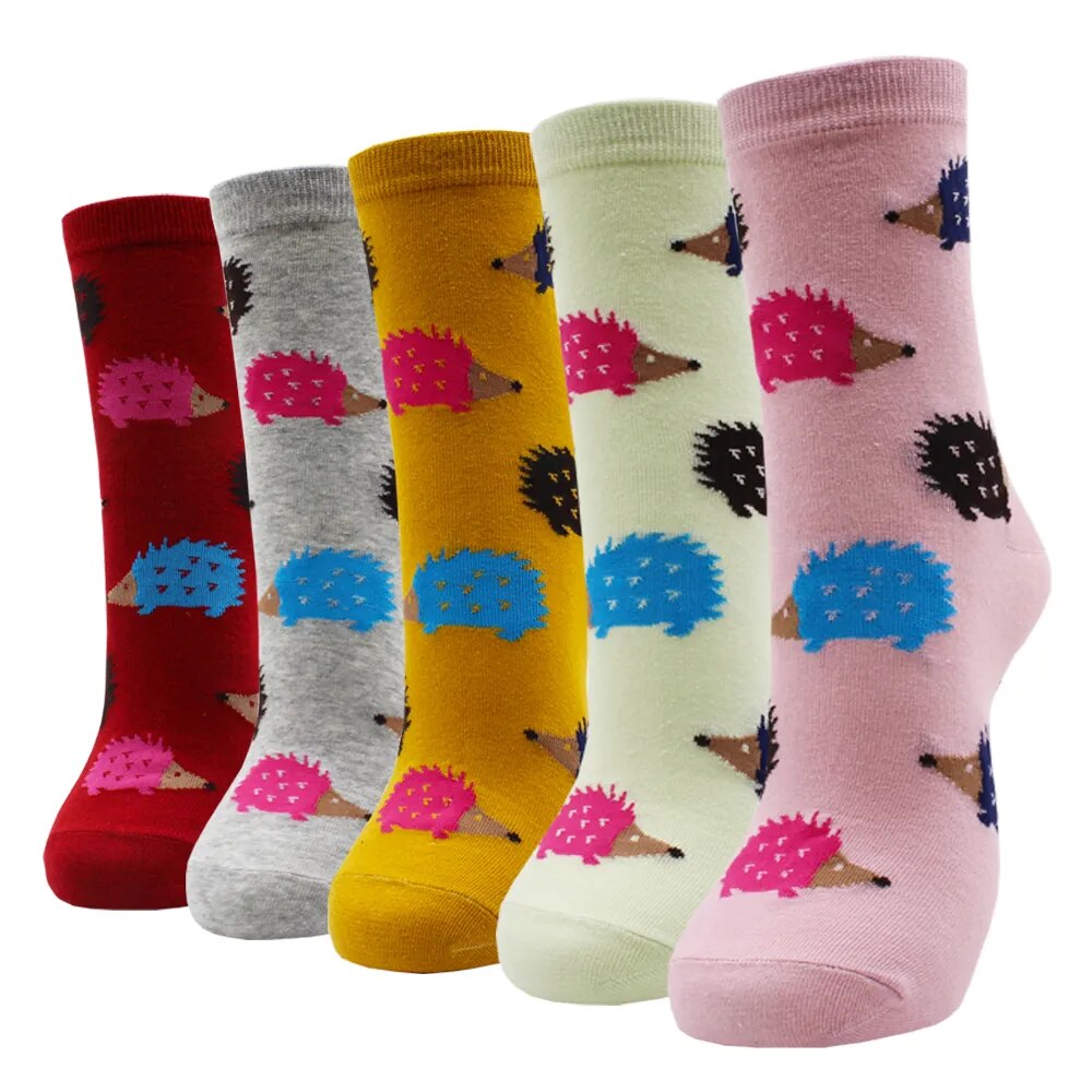 5 Pairs Fashion Colorful Kawaii Cute Cartoon Cotton Women Socks Harajuku Korean Halloween Cat Dog Owl Duck Fox Girl Socks