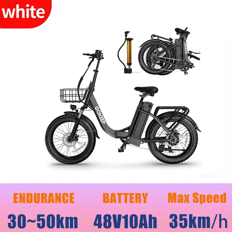 L20  E-Bike 750W motor 48V10AH folding mountain Electric Bicycle Mechanical brake 20*3-inch tire urban commuting Electric  Bike