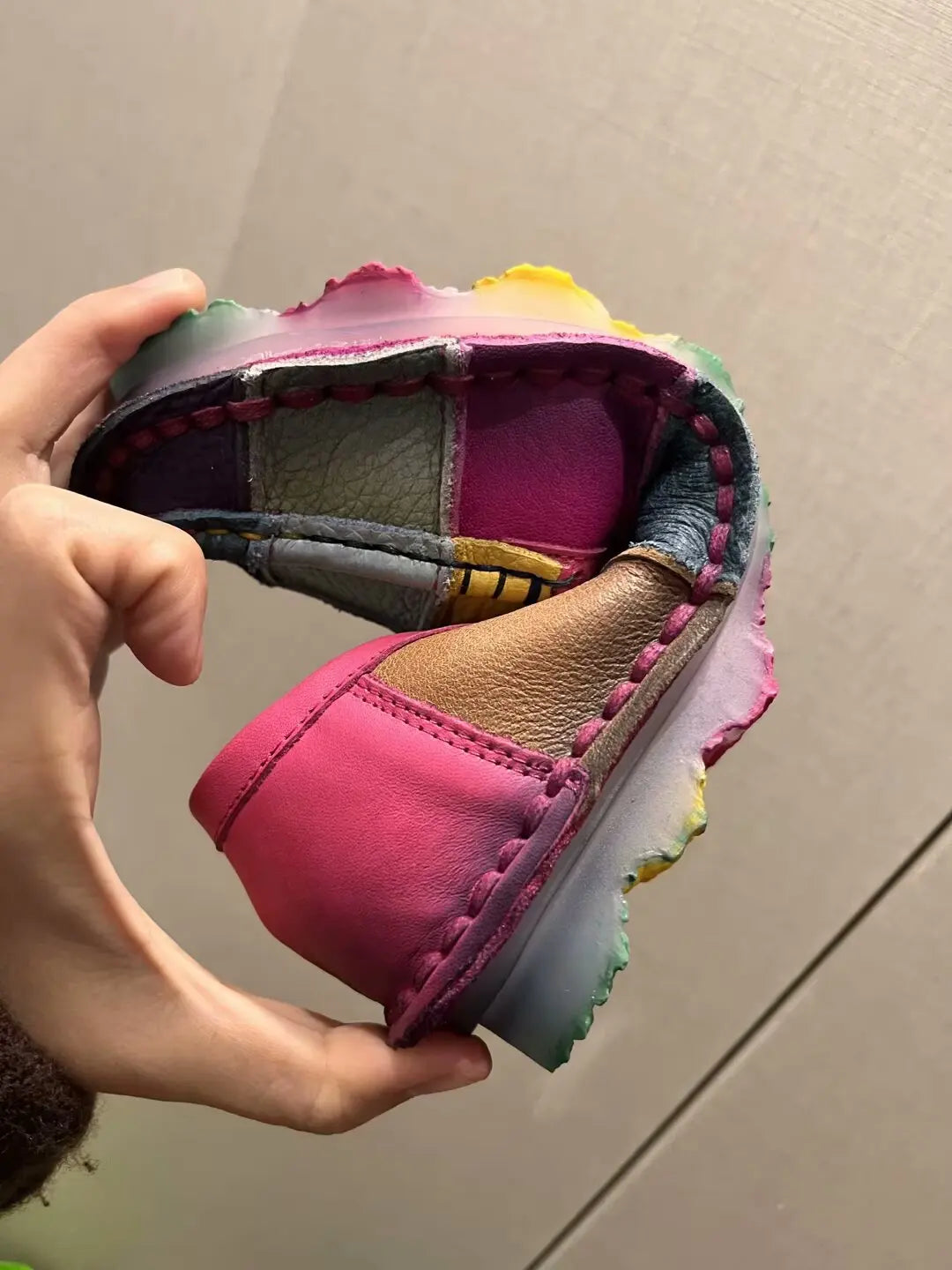 Birkuir Retro Mixed Colors Flats Women Shoes Soft Soles Loafers Shoes Genuine Leather Slip On Luxury Casual size 41 42 Shoes
