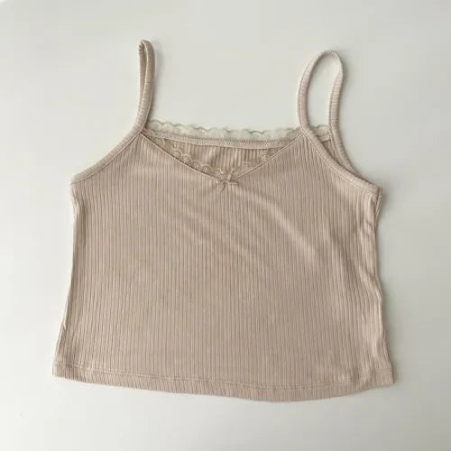 Camisole women's tops Summer short tops 2021 new Vintage lace slim warm joker ladies bottoming cute tops for women Camis