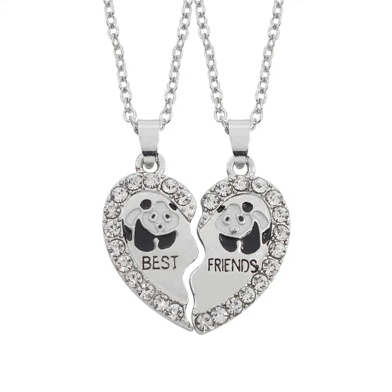 2pcs/set Splicing Necklace Heartbroken Pendant Necklace Men and Women