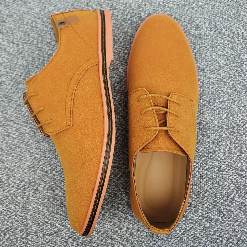 2024 Spring Suede Leather Men Shoes, Oxford Casual Shoes Classic Sneakers Comfortable Footwear.