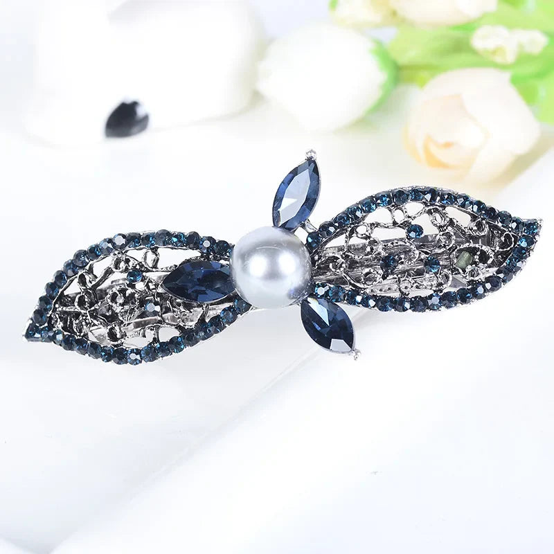 EASYA New Vintage Crystal Barrettes Hair Accessories Women Girls Elegant Butterfly Leaf Bowknot Hairpins Headwear Jewelry