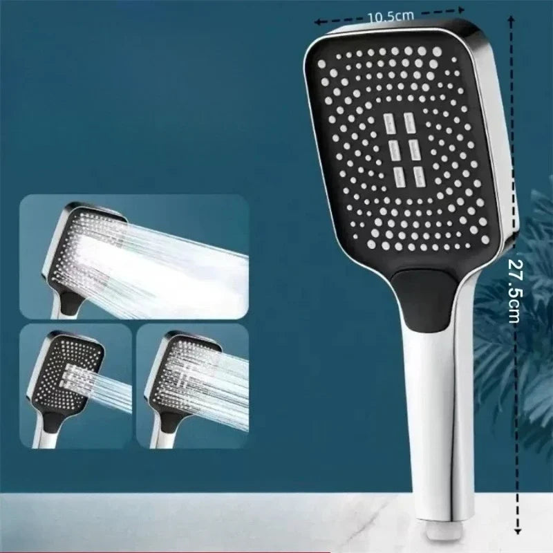Adjustable 3-Mode High Pressure Shower Head Large Flow Water Saving Rainfall Shower Mixer Bathroom Accessory