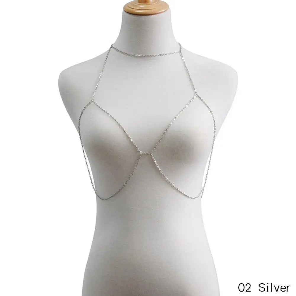 Fashion Womens Sexy Sequins Bra Bikini Beach Harness Necklace Waist Belly Body Chain Fashion Jewelry #241361