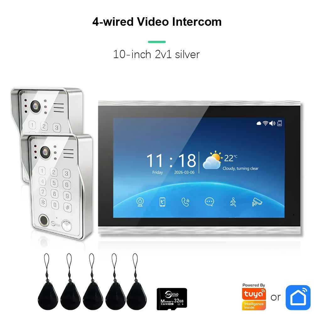ANJIELO Doorbell Video Intercom System for Home Doorphone Tuya Smart 1080P Monitor Motion Detection Digital Photo Frame