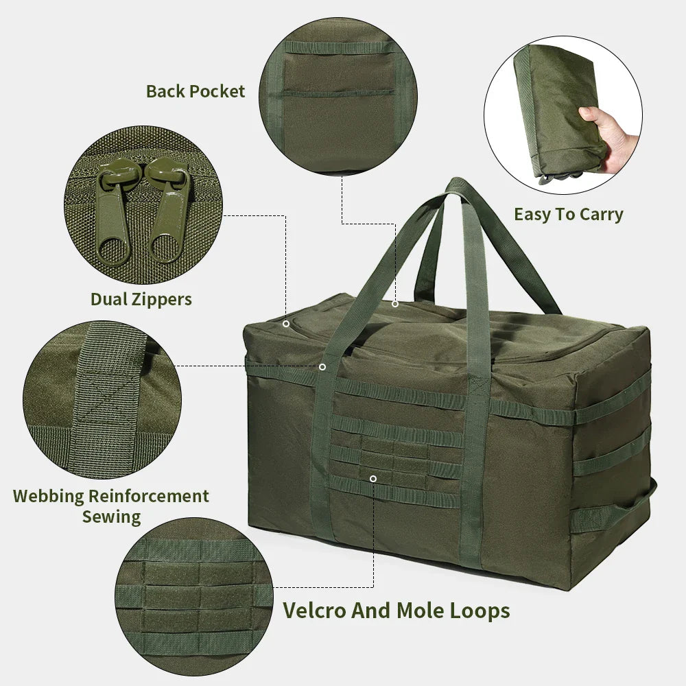 Large Duffle Bag (60L/90L Capacity Optional) - For Gear Load Out, Camping Storage, Deployment Cargo & Travel Sports Equipment.