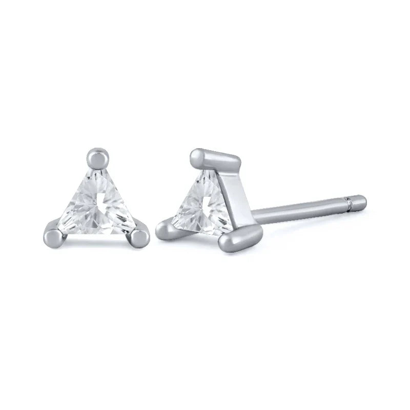 925 Sterling Silver Needle Small Geometry Triangle Crystal Stud Earring for Woman Lovers' Couples Bling Simple Piercing Earrings