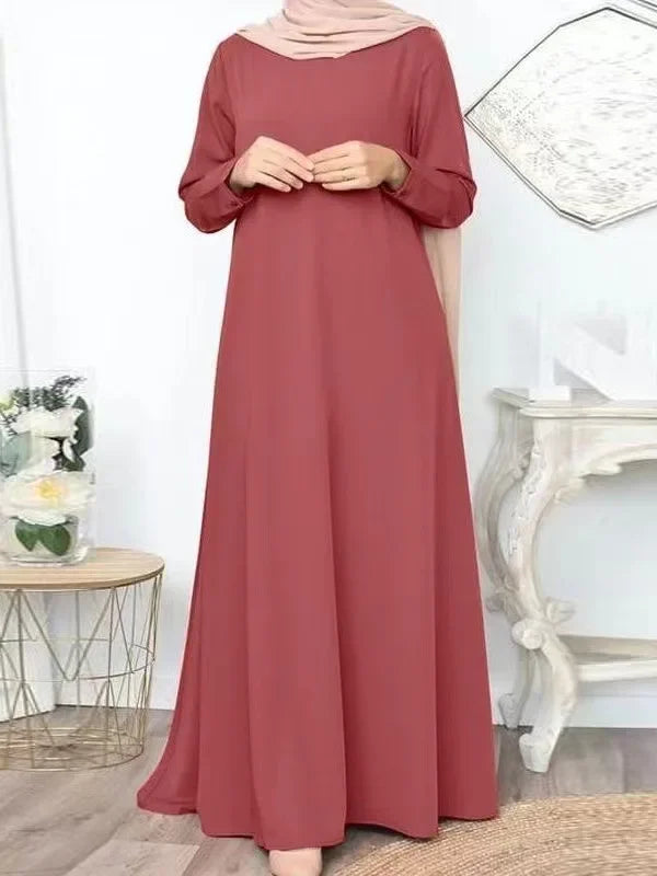 2024 Fashion Islam Ramadan Abaya Solid Loose Pullover Abayas Women Casual Elegance Long Sleeve Long Women Clothes Musulman Robe