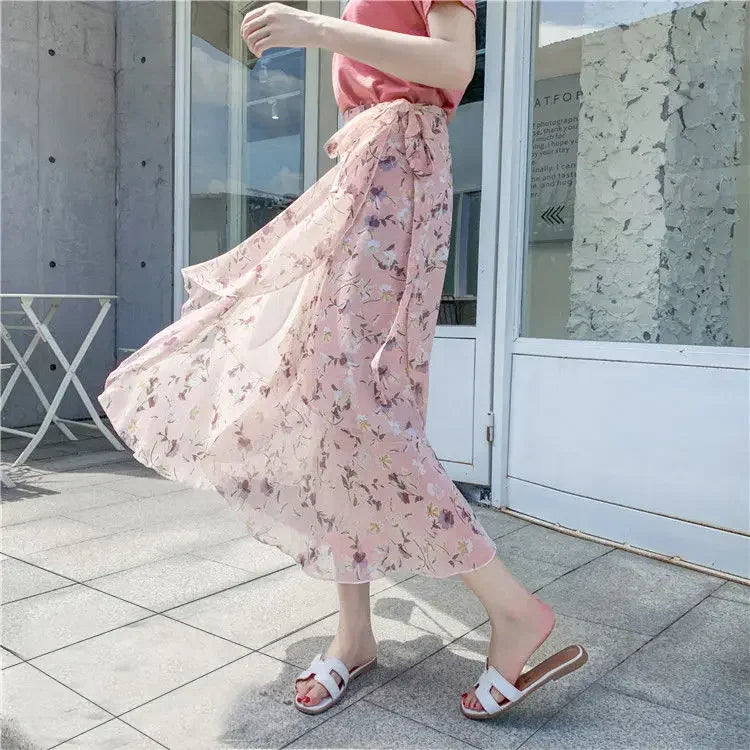 Summer Floral Skirt One Piece Wrap Skirt Beach Women's Skirts Clothing Korean Style Spring Clothes Ladies 2023 Elegant Trend Y2k