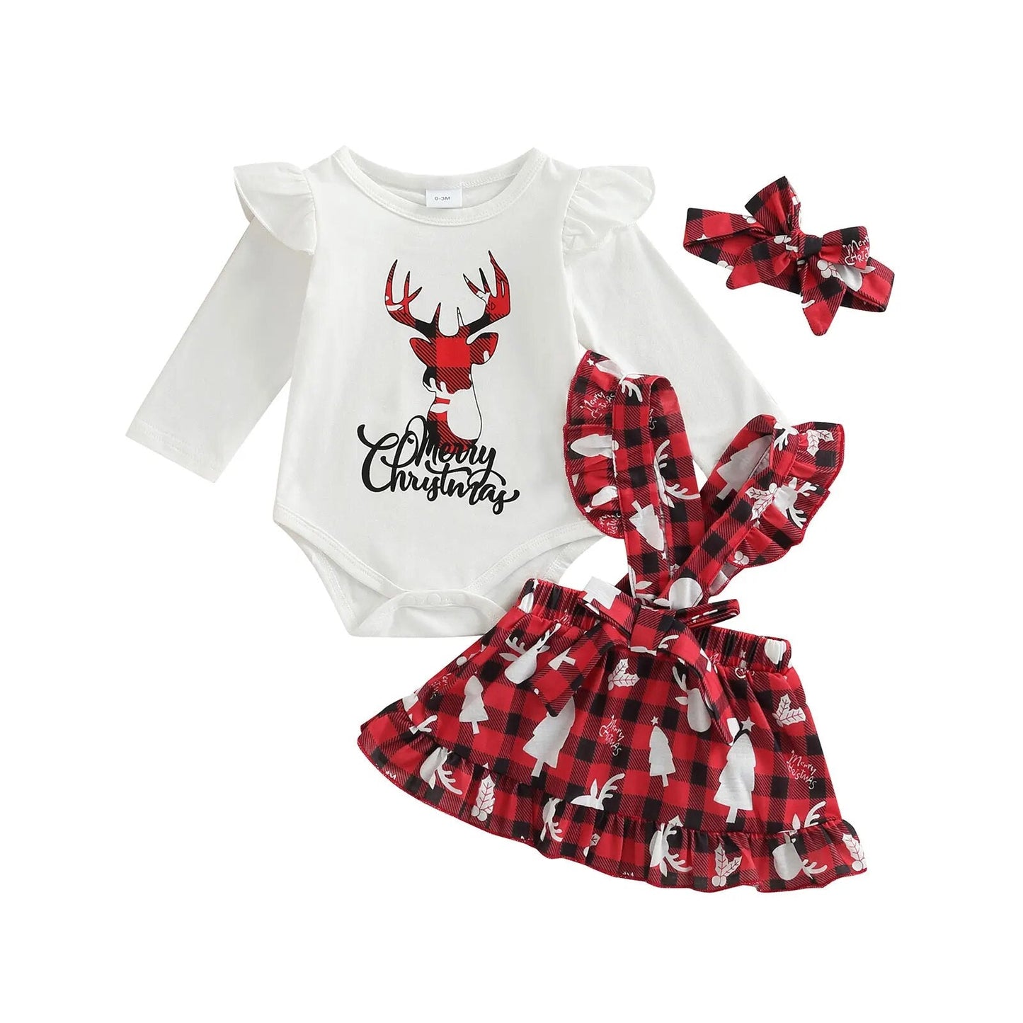 Newborn Baby Girl Kid Long Sleeve Top Skirt Dress Shorts Outfit my first christmas girl Clothes 0-24M