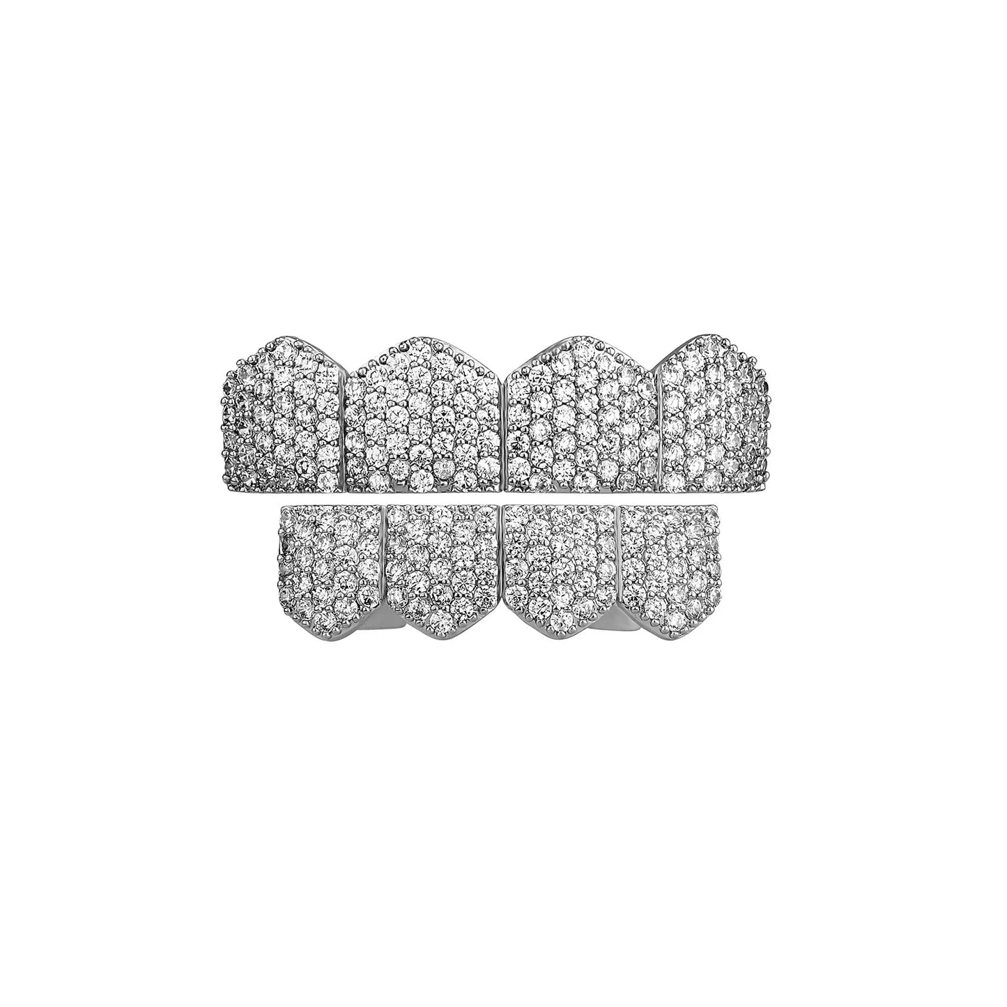 HipHop CZ Teeth Set For Unisex Top Bottom Mouth Gold Silver Color Teeth Tooth Cap Removable Dental Fashion Jewelry