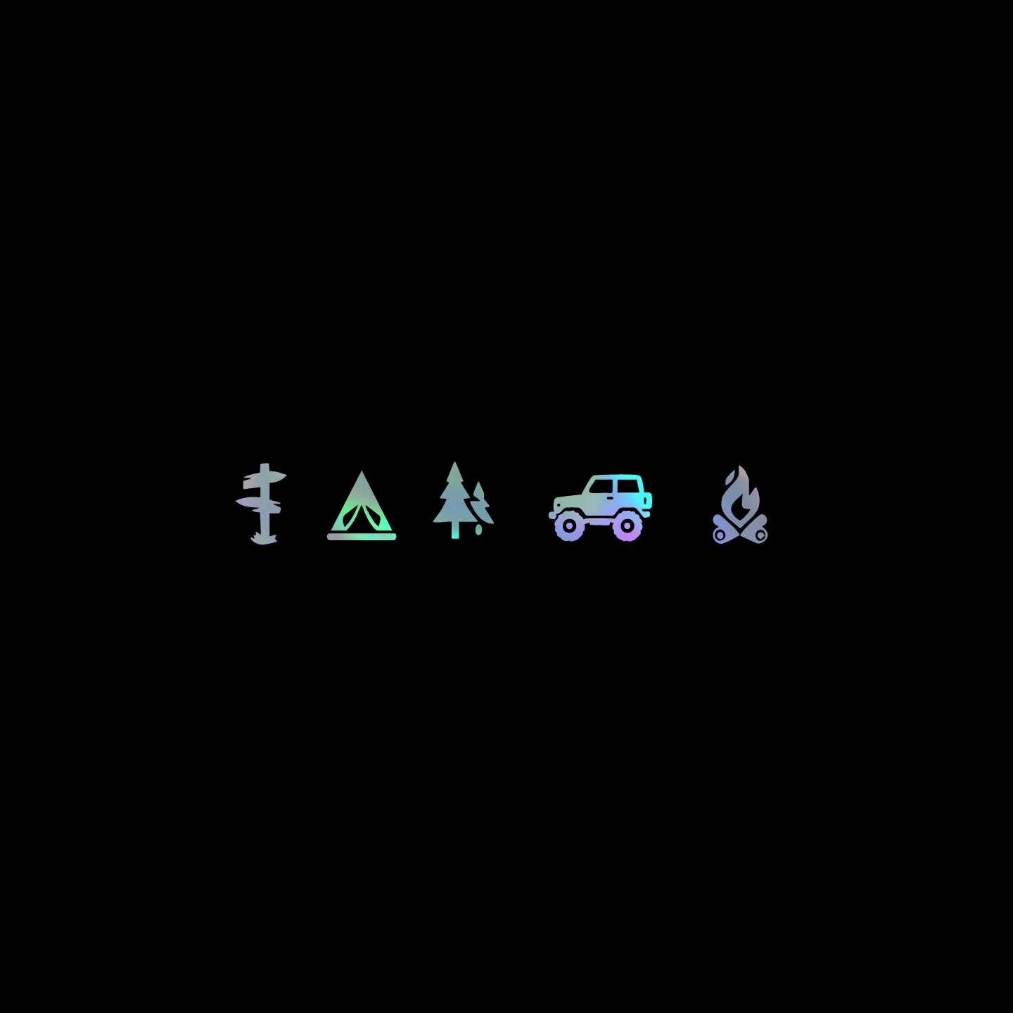 Camping Icons Outdoor Campfire Hiking Die Cut Vinyl Decal Sticker For Car Truck Motorcycle Window Bumper Wall Home Office Decor