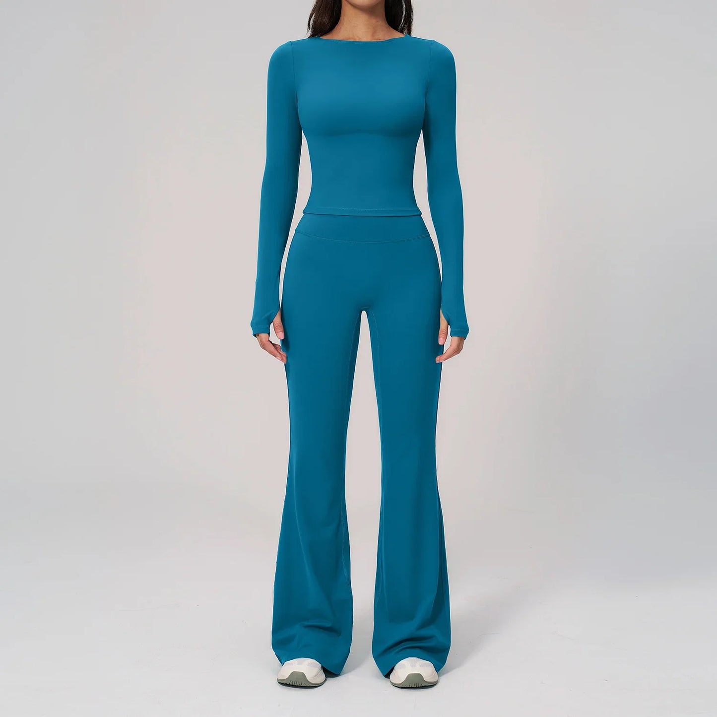 Two Pieces Yoga Set Slim Long Sleeved Gym Set High Elasticity Leggings Sportswear Women's Fitness Cycling Pilates Sports Suits