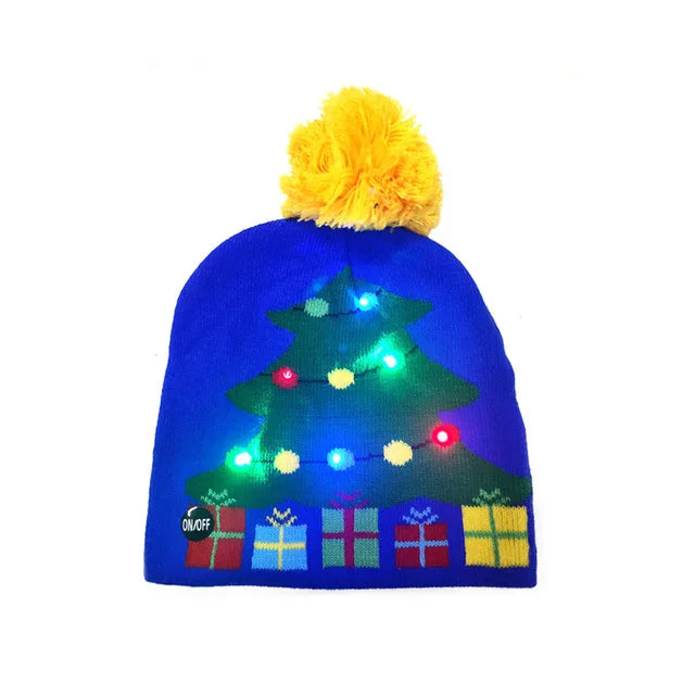 LED Christmas Hat Creative Flashing Led Light Knitted Hat Snowman Winter Warm Color Knitted Cap Christmas Gift