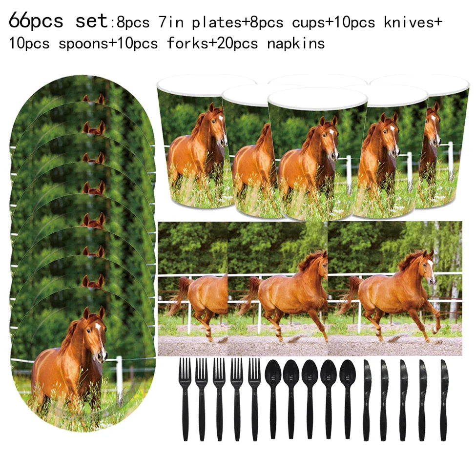 Horse Pony Disposable Party Supplies Plates Cups Napkins Cake