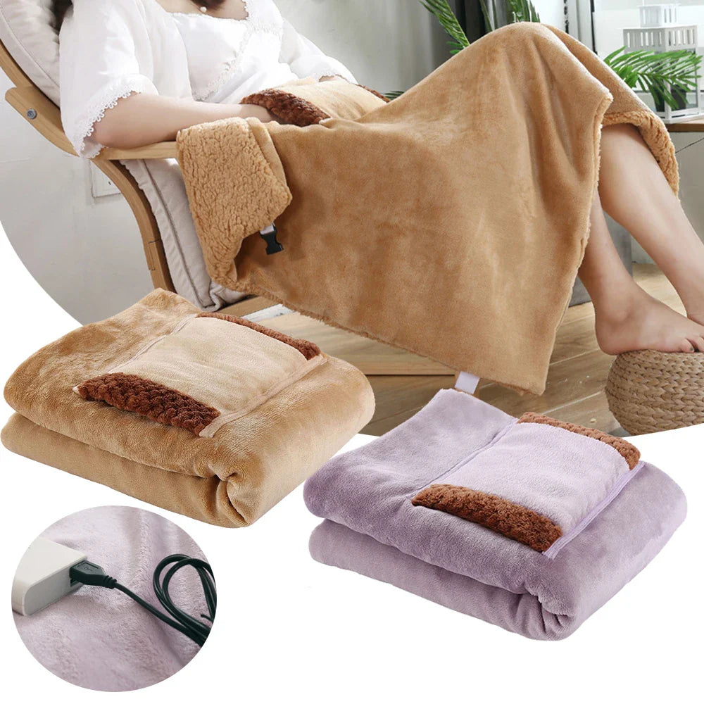 USB Electric Blanket Hand Knee Feet Lap Legs Warmer Soft Heating Blanket Shawl Heater Carpet Winter Heated Blanket 80x60cm
