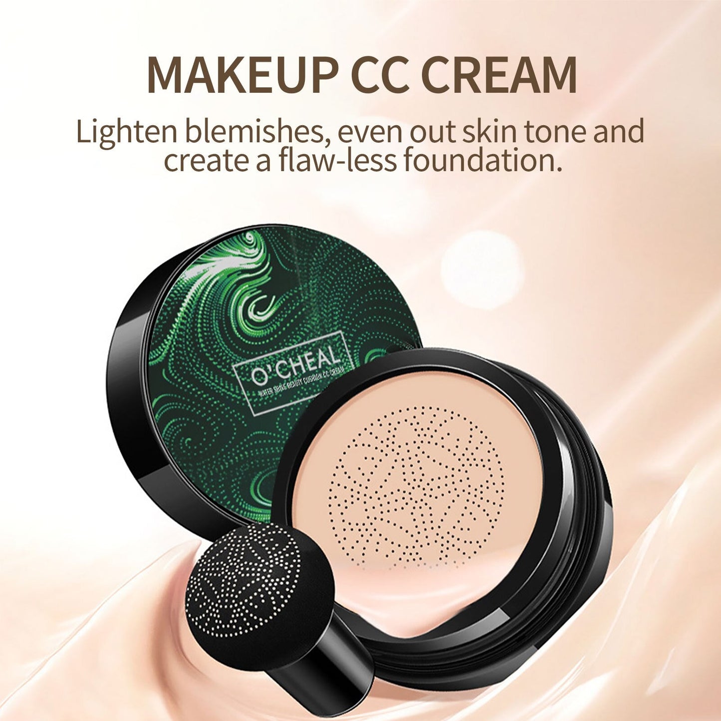 Makeup CC Cream Natural Mushroom Head Air Cushion Foundation Natural Makeup Base Moisturizing CC Cream Makeup Long Lasting