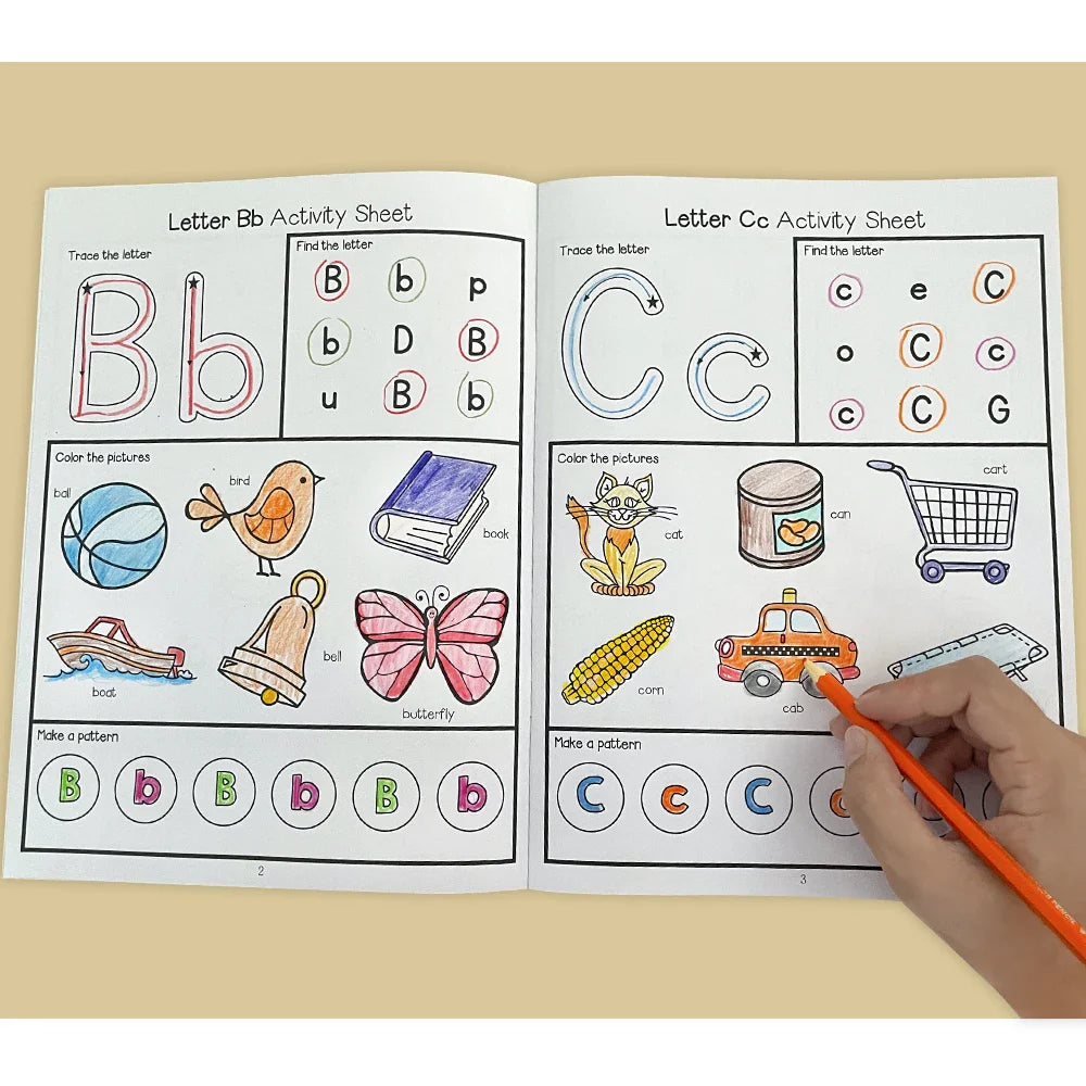 Letters A-Z Letter Tracing Practice Workbook Preschool English Learning Kindergarten Alphabet Writing Coloring Book Montessori
