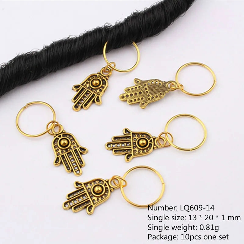 Hair Braid Dreadlock Beads Clips Charms African Braids Cuffs Rings Hip Hop Style Jewelry Dreadlock Clasps Accessories