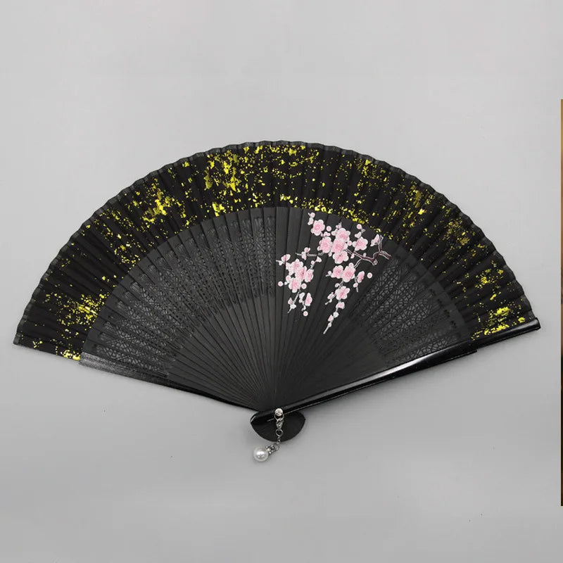 31 Styles Folding Fan Black Japeneses Ladies Silk Hand Fans High Quality Bamboo Crafts Wedding Dance Home Decor Ornament