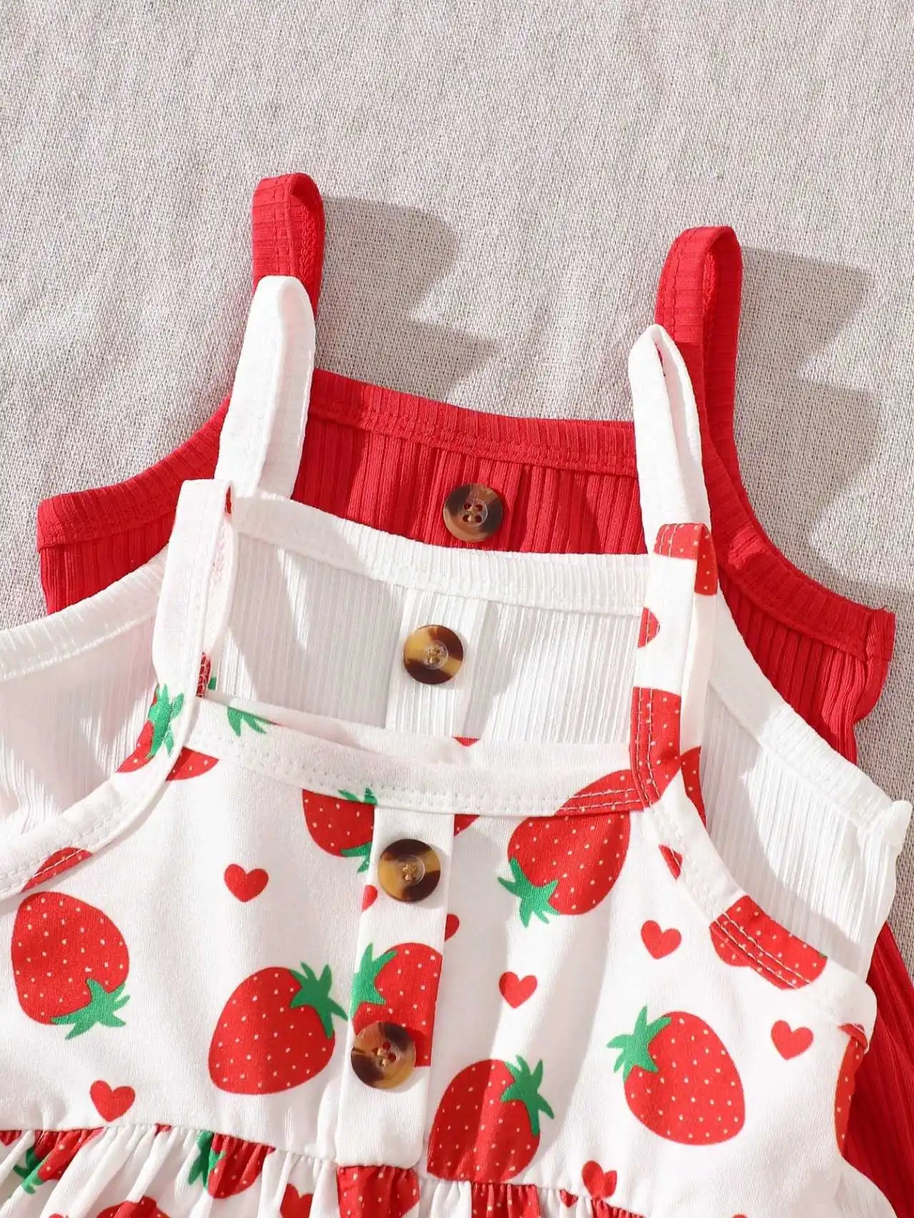 Newborn baby girl summer style white/orange full print pattern small floral suspender dress three piece set, family gift, comfor