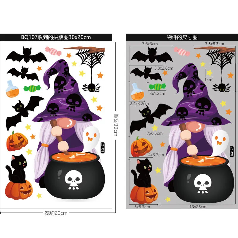 Halloween Decorations Window Clings Halloween Window Stickers Bat Skull Skeleton Stickers Halloween Window Decor for Glass Wall