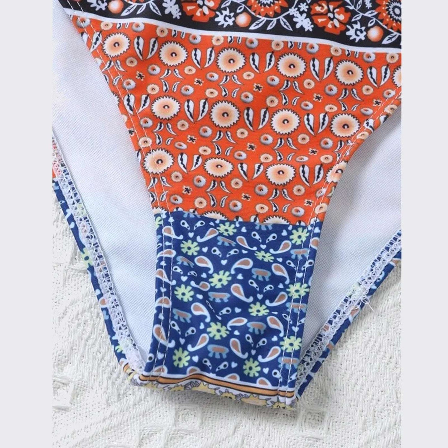 Women'S Swimsuit Boho Sexy Tie Style Print Bandeau Bikini Swimsuit Side Women Beachwear Geometric Swimwears Tankinis купальник