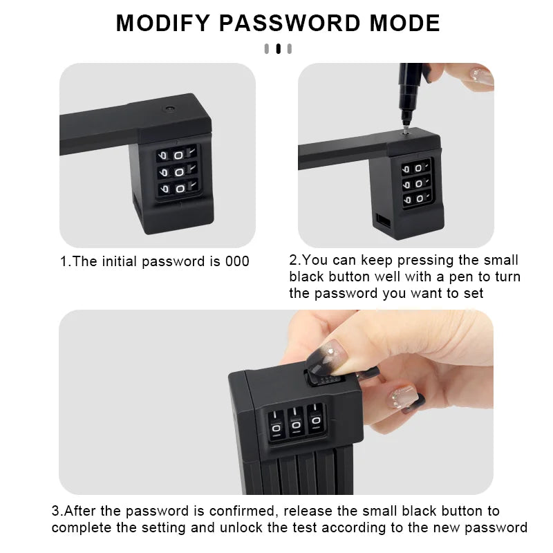 RIDERACE Foldable Bicycle Password Lock Portable Anti-Theft MTB Mountain Bike Scooter Electric E-Bike Road Cycling Folding Locks