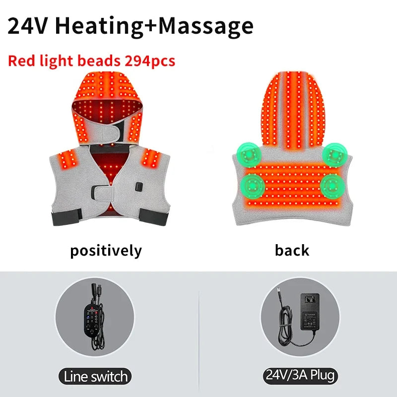 Red Light Electric Heating Hooded Vest Support Thermal Waterproof Adjustabe Massage Warmer Brace Warm Jacket Back Massage