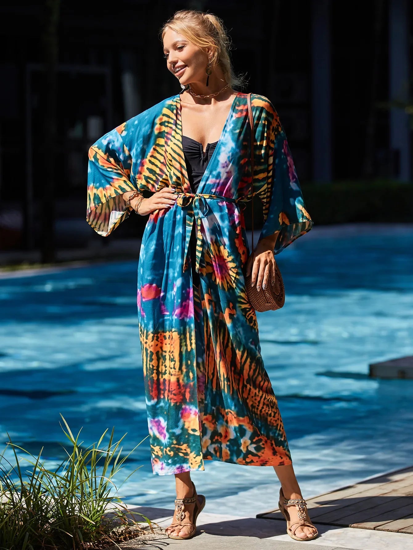 WeHello New European and American Cotton Belt Beach Cover Up Sunscreen Cardigan Women's Swimwear Bikini Outwearutwear