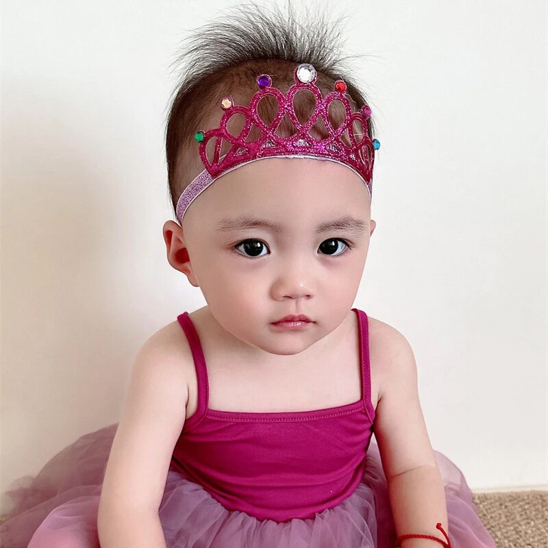 Child Rhinestones Princess Headband Elastic Hair Crown Tiara Accessories Hair Band Accessory Gift