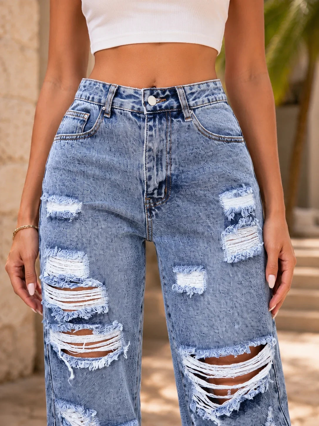 Y2K Rave Vintage High Waist Side Pocket Slit Straight Leg Jeans Casual Spring
