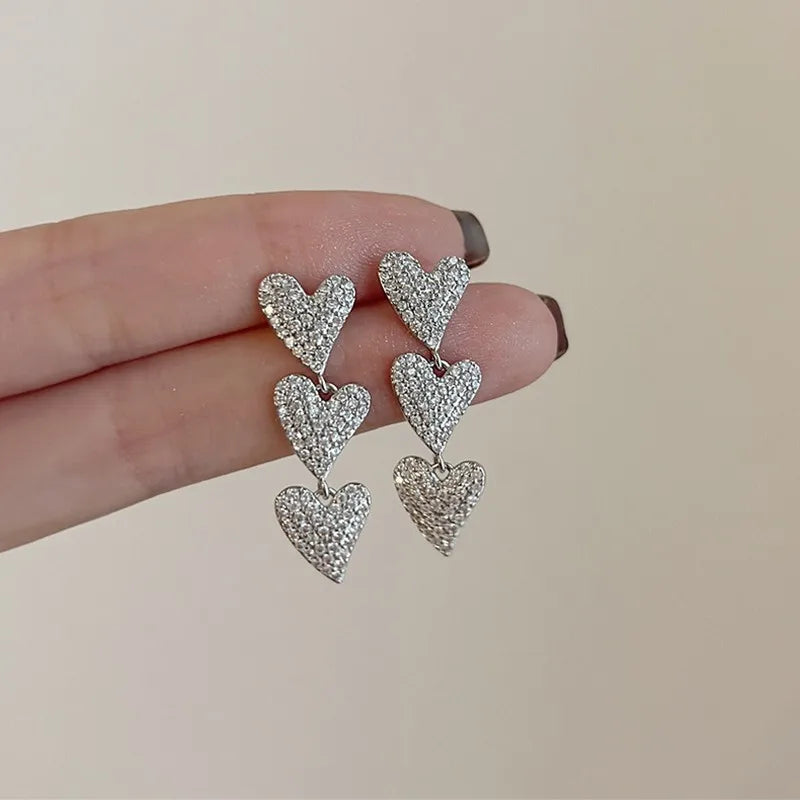 Gothic Red Binding Heart Earring for Women Crystal Thorns Love Open Ring Goth Irregular Layered Stone Aesthetic Y2K Jewelry