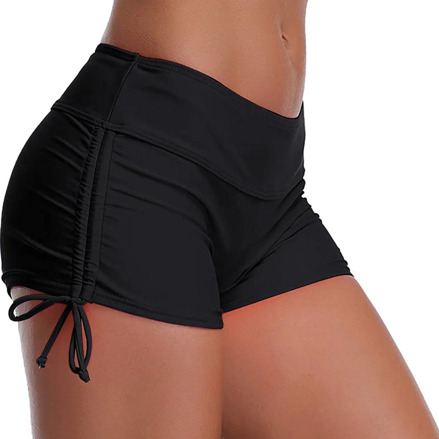 2022 Adjustable Side Tie Swimming Trunks Female Shorts Middle Waist Push Size Women's Bikini Swimsuit Trending Bottom Swimwear