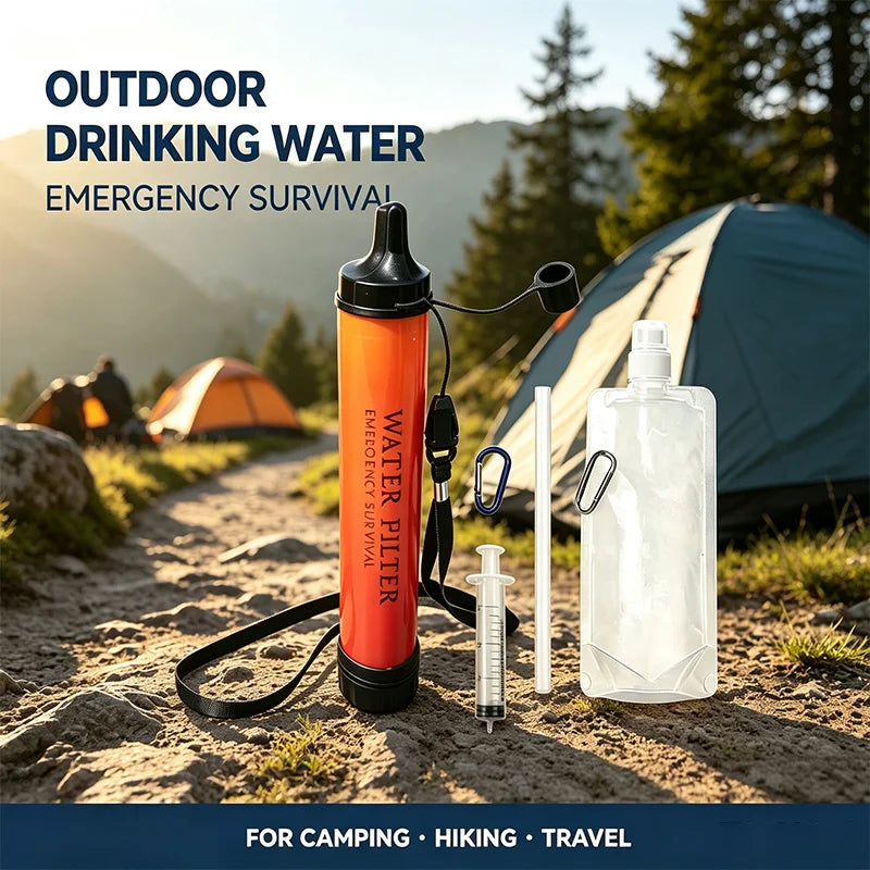 1pcs Portable Emergency Survival Water Filter Straw, Physical Purification Drinking Straw for Camping & Hiking