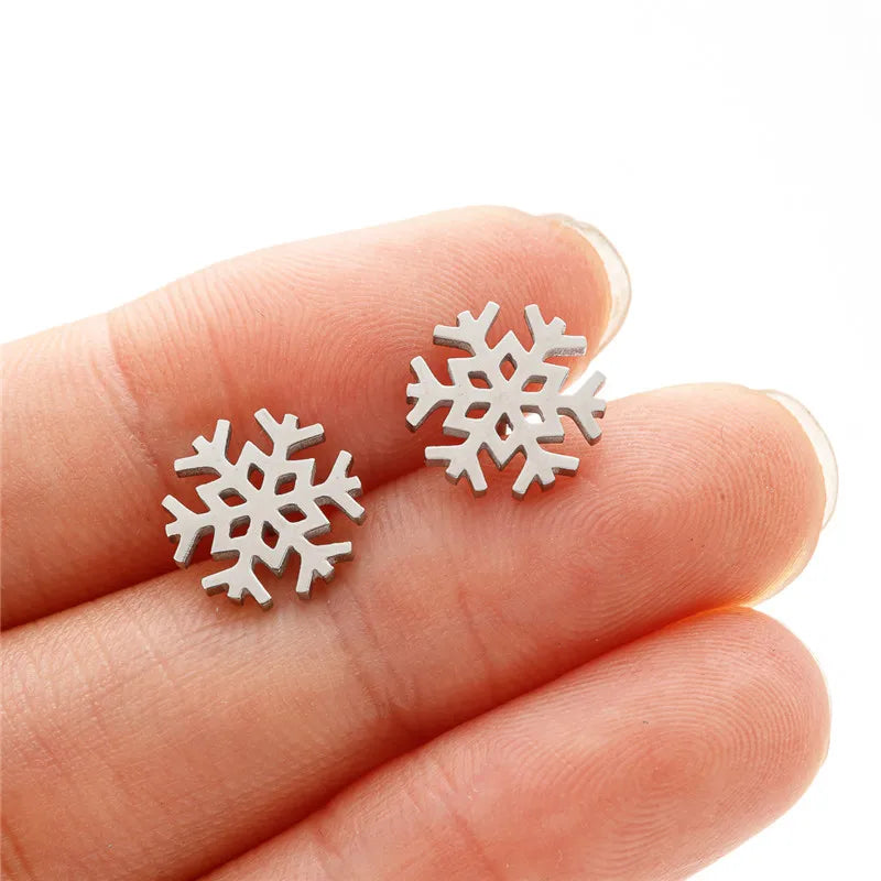Multiple Stainless Steel Flower Stud Earrings Women Korean Daisy Mandala Rose Lotus Earings Piercing Jewelry Plant Oorbellen