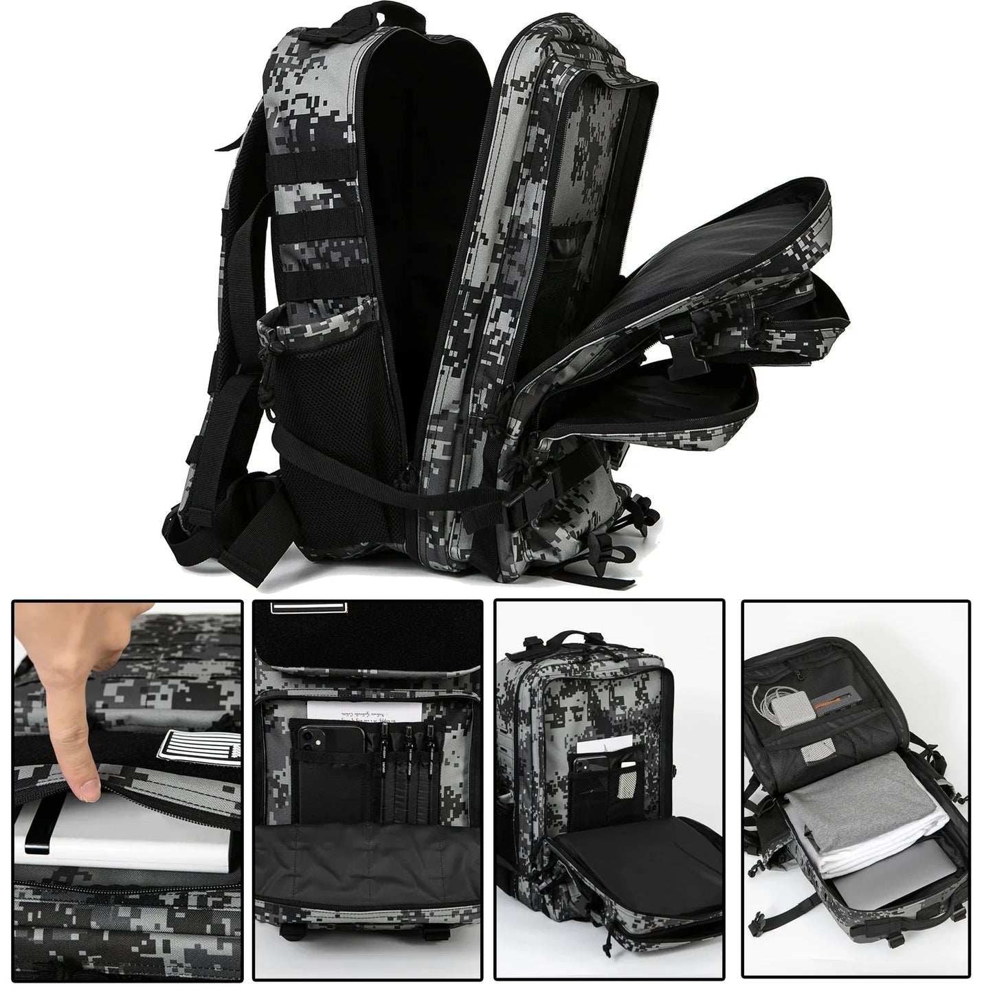45L Tactical Backpack survival Bag Hunting MOLLE Backpack GYM For Men EDC Outdoor Hiking Rucksack Witch Bottle Holder