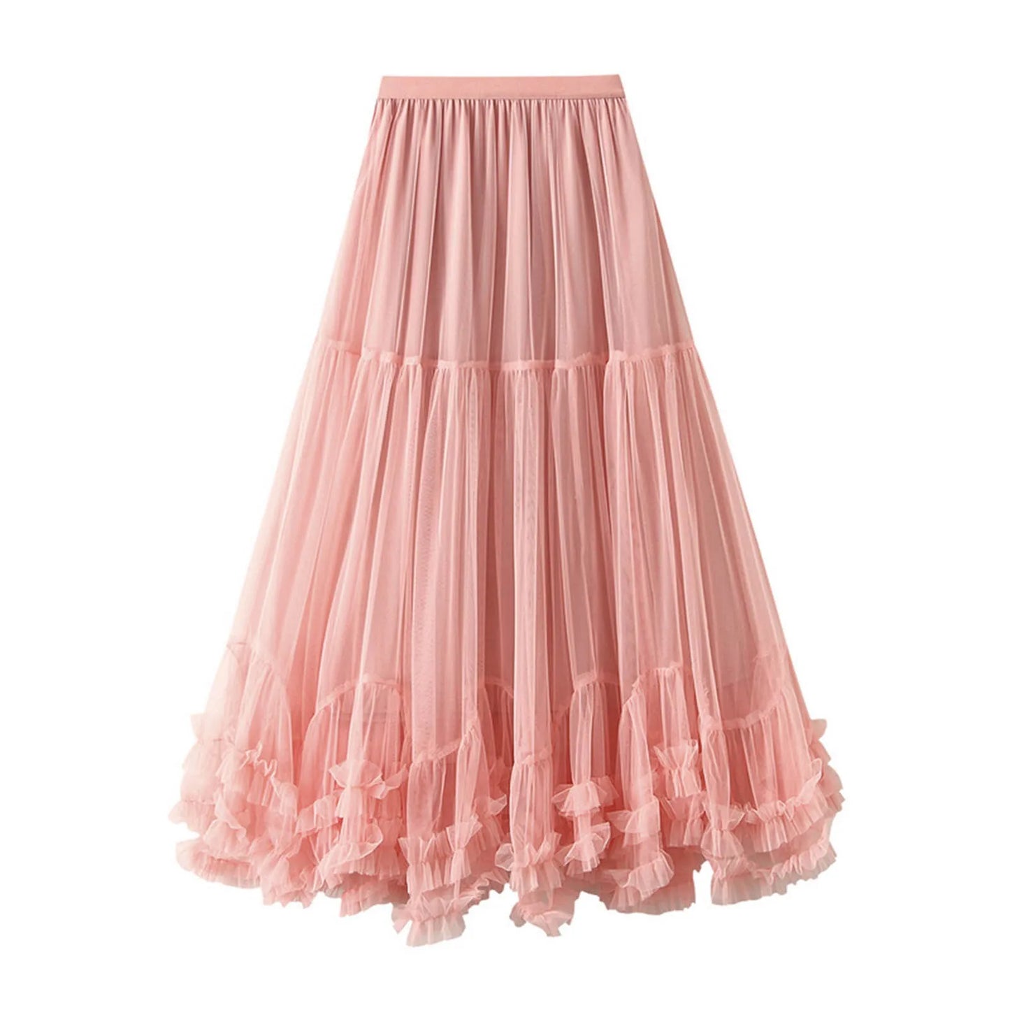 Women's Tutu Skirt Fairy Elastic Waist Large Swing Tulle Skirt Festival Mesh Ballet Dancing Clothes Ruffled Layer Long Skirt