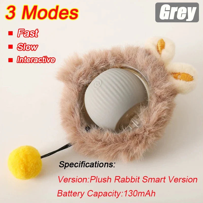 New Cat Interactive Ball Toy Automatic Rolling Ball Faux Tail Rechargeable Smart Pet Electric Toy Dog Cat Training Imitate Mouse