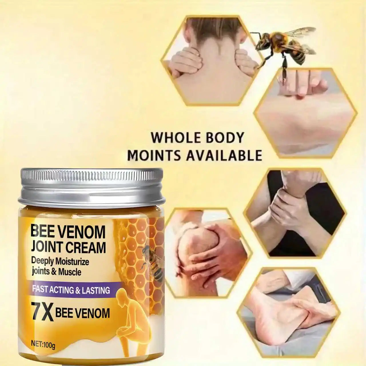 Water Ice Levin 7X Bee Venom Joint Cream, Fast Acting & Lasting, Deeply Moisturizes Joints & Muscles with Turmeric & Coconut Oil