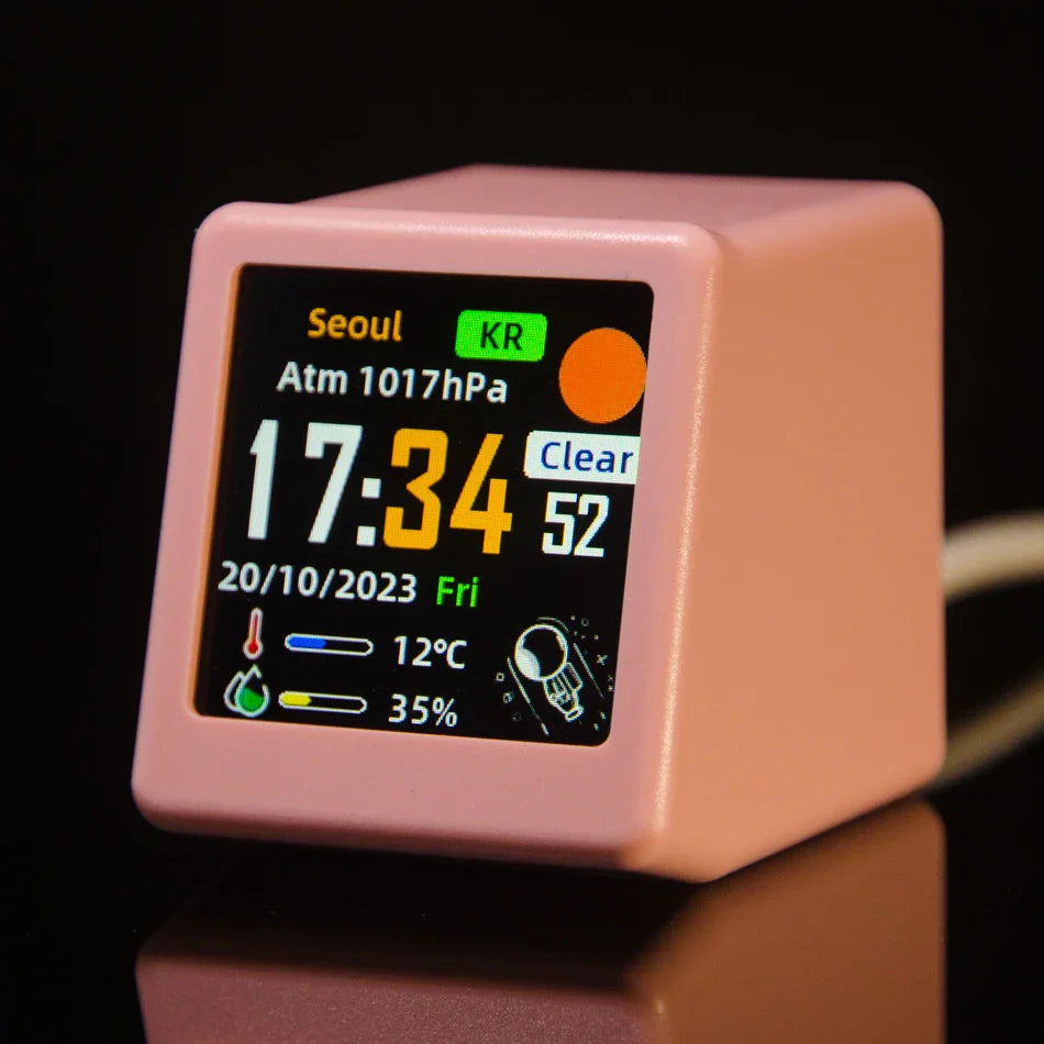 Geek Magic Ultra Smart WiFi Weather Forecast Station, Clock for Desktop photo Album with Gif Animation.