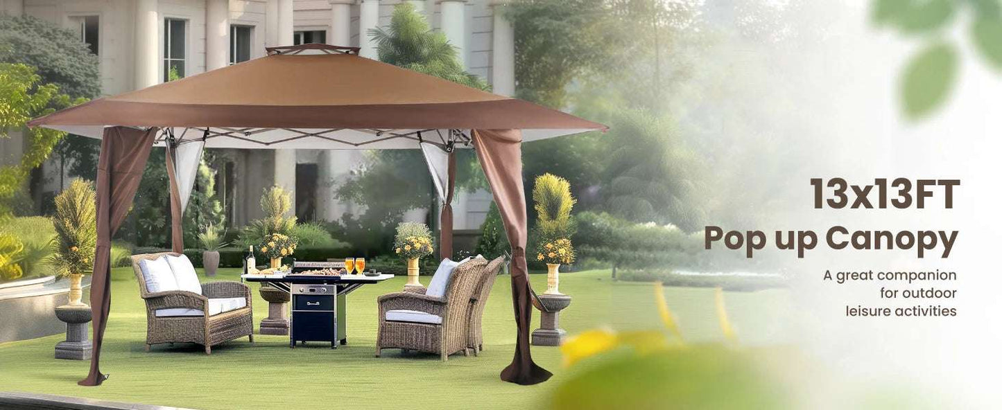 13'x13' Sun Shade Gazebo Canopy with Hardware Kits, Gazebo Shade for Patio Outdoor Garden Events Canopy