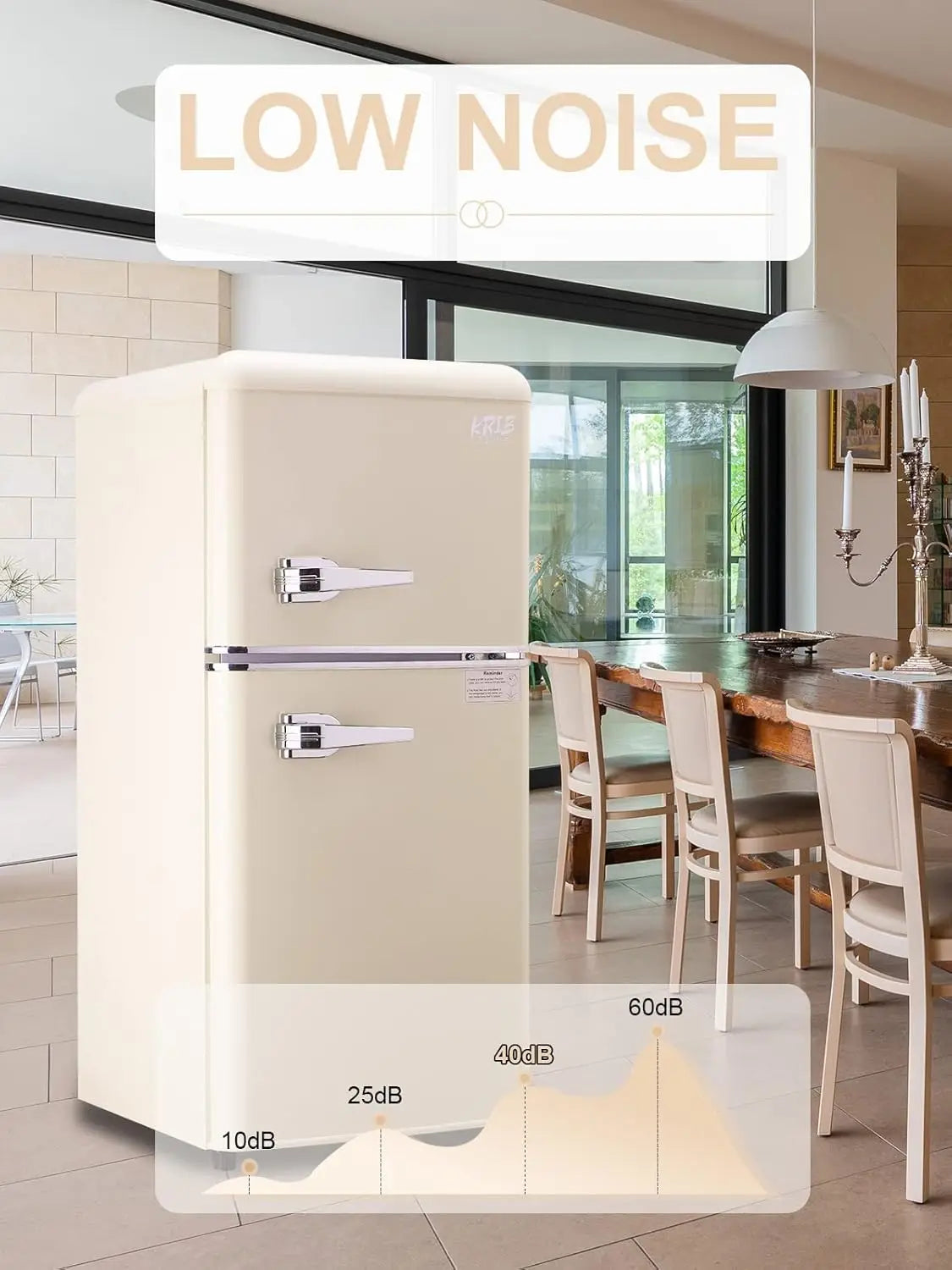 KRIB BLING 3.2 Cu.ft Compact Refrigerator, Mini Fridge with Freezer, Retro Design Small Drink Chiller for Home, Office.