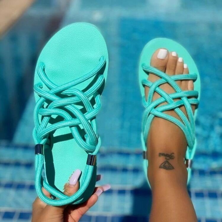 Women's Sandals 2022 Summer New Outdoor Sexy Beach Solid Color Flip Flops Fashion Pinch Toe Buckle Casual Sandalias De Mujer
